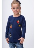 Blouse with patches, navy blue NDZ8129 - Online store - Boutique